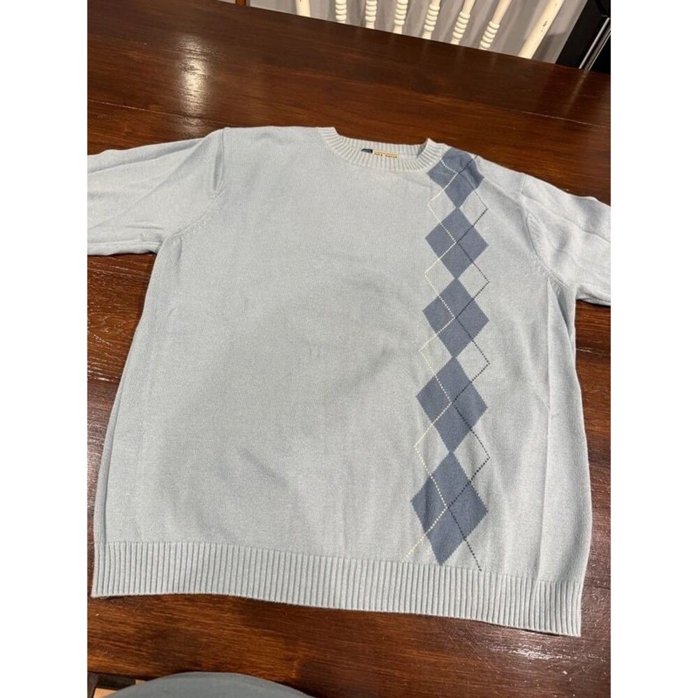PGA Tour Originals Men’s M Blue Cotton Argyle Crewneck Golf Sweater